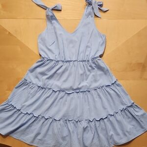 Zesica- Light Blue Tiered Dress with Bow Shoulder Straps. NWT! Size L